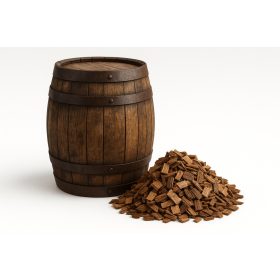 Fa söröshordóból készült közepesen égetett fachips közelről