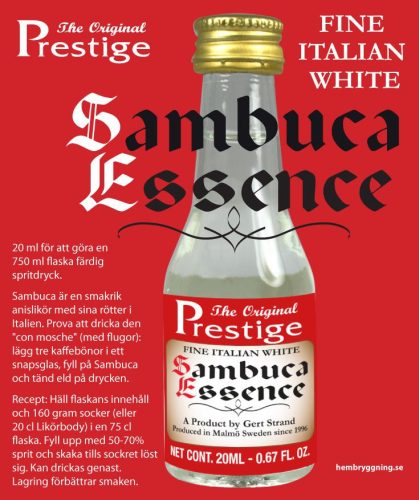 Sambuca White esszencia – Prestige palackja