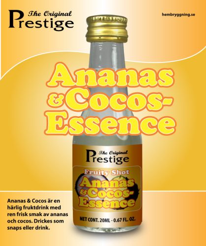 Ananász & kókusz Fruity Shot esszencia üveg palackja