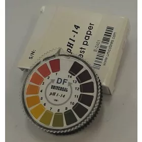 pH indikátor papír 1-14 pH, 5 méteres tekercsben, kibontva