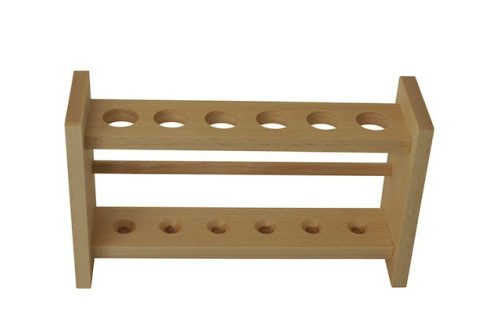 Kémcsőtartó állvány fából 6 kémcső részére