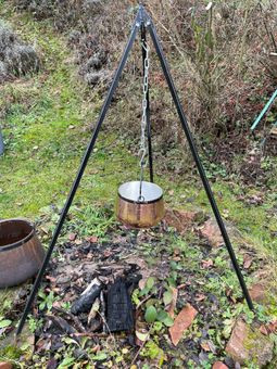 Prémium kézzel kovácsolt vörösréz üst nyílt tűzhöz – lekvárfőzéshez, sajtkészítéshez és hagyományos főzéshez | 5 literes, cinezett