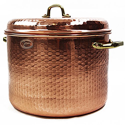 Lábas vörösrézből, 12 literes, fedővel