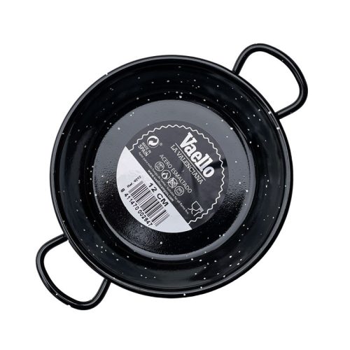 Paella tál, fekete zománcozott 12 cm-es - Tapas edény felülnézetből