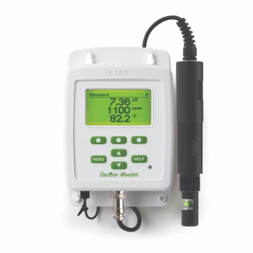 HI981421-01 GroLine HANNA kombinált pH- és EC megfigyelőműszer beépíthető elektródával