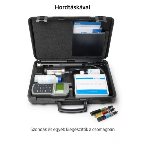 Többparaméteres vízminőségmérő Bluetooth kapcsolattal – Hanna HI98494 EC, TDS, DO, pH, ORP, fajlagos ellenállás, sótartalom, tengervíz-fajsúly, légköri nyomás, hőmérséklet