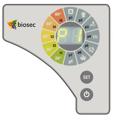 A Biosec aszalógép kezelőfelülete