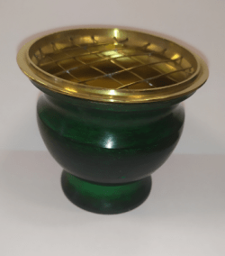 Sárgaréz füstölő tartó csésze, zöld színű